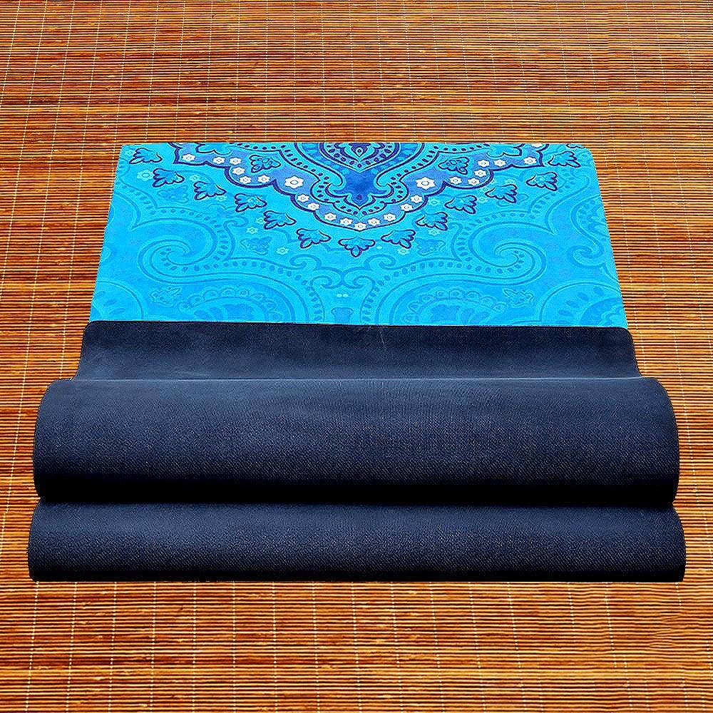 Esterilla de yoga confort goma-microfibra 5mmx68cmx1,83m - elefante azul 4/6