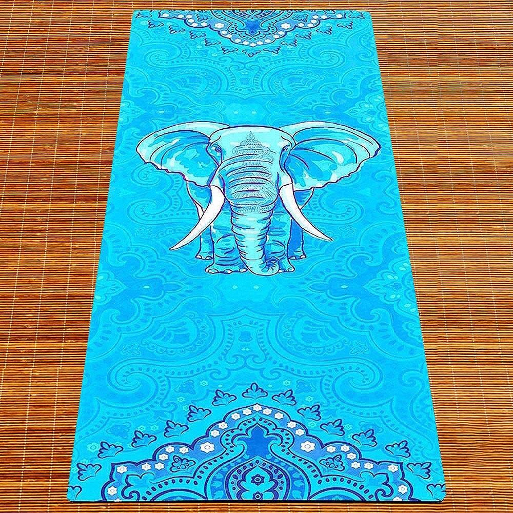 Esterilla de yoga confort goma-microfibra 5mmx68cmx1,83m - elefante azul 3/6