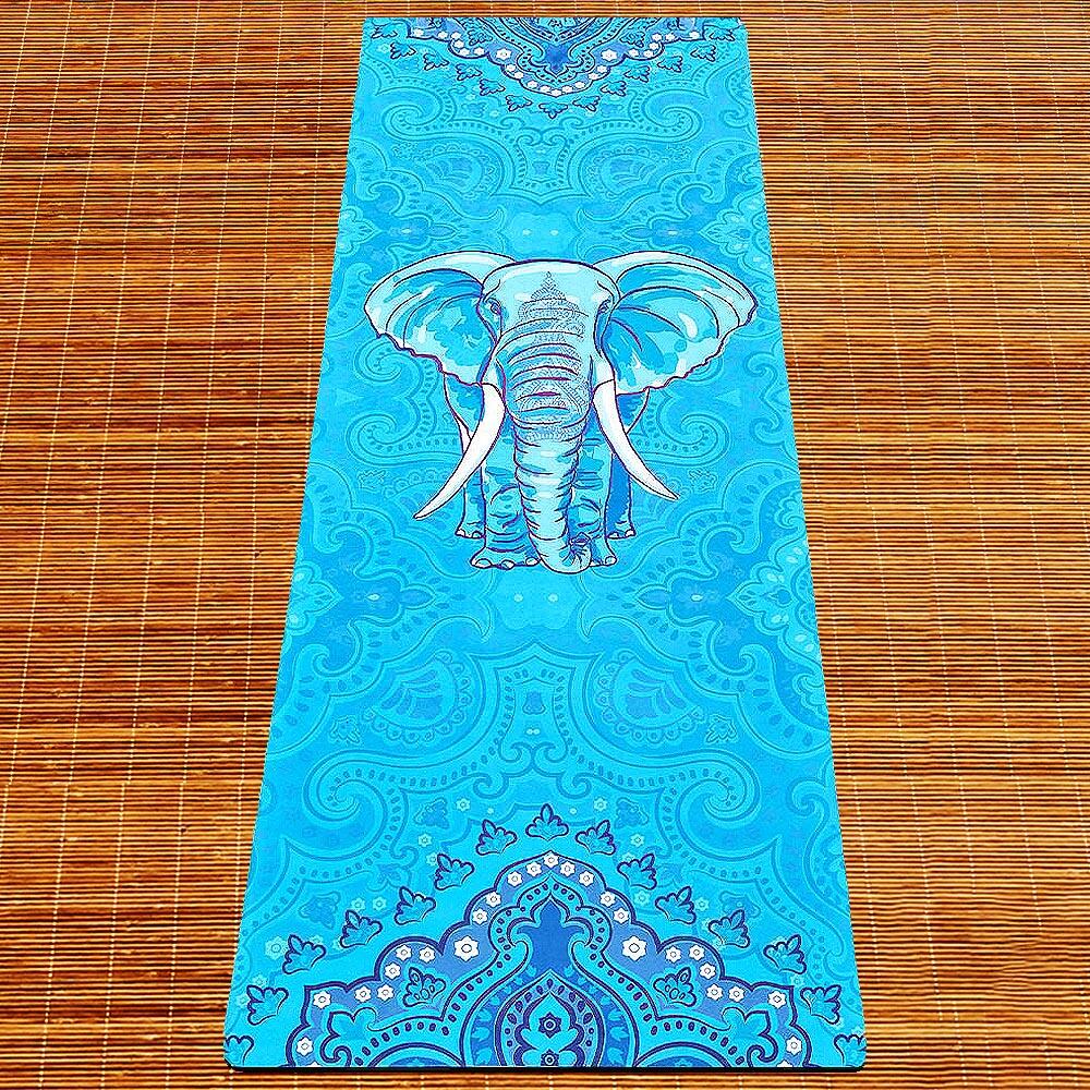 Esterilla de yoga confort goma-microfibra 5mmx68cmx1,83m - elefante azul 2/6