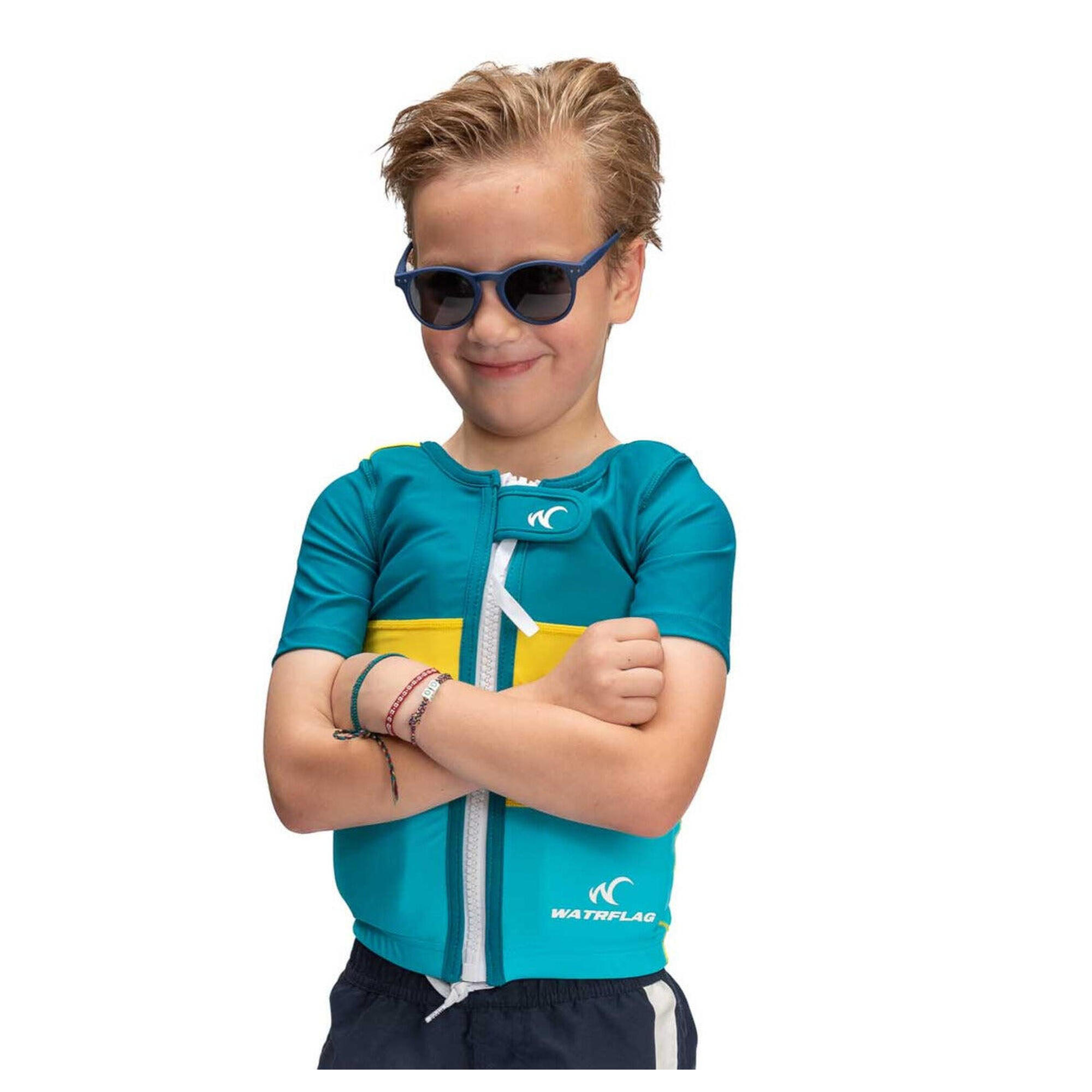 Watrflag - Gilet De Natation Fréjus Avec Manches Swimvest- Résistant Aux Uv - Enfants - Gilet De Natation - Bleu|vert - S - Decathlon
