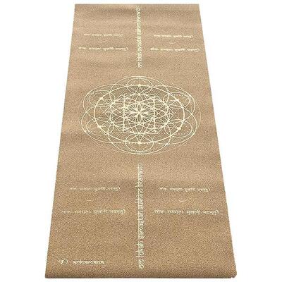 Reis yogamat van kurk. licht & dun - mantra yoga + draagriem