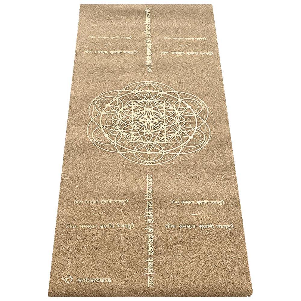 Achamana - Tapis Yoga Voyage Liège Antiglisse, Léger & Fin - Mantra Yoga + Sangle Transport - Tapis De Yoga - Beige|jaune|marron - 183 Cm - Decathlon