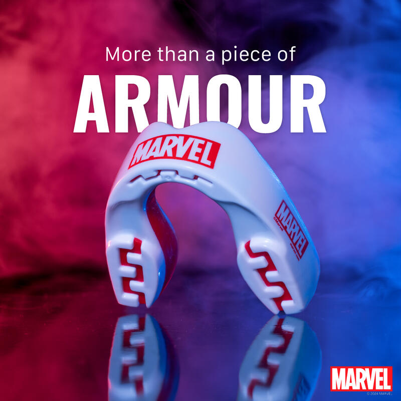 Proteza Safejawz Marvel Alb/Rosu