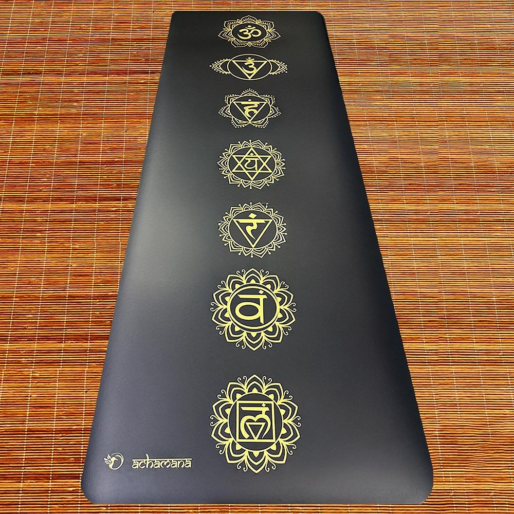Tapete de yoga pro caucho+cuero -7 chakras oro - manos secas y mojadas 2/7
