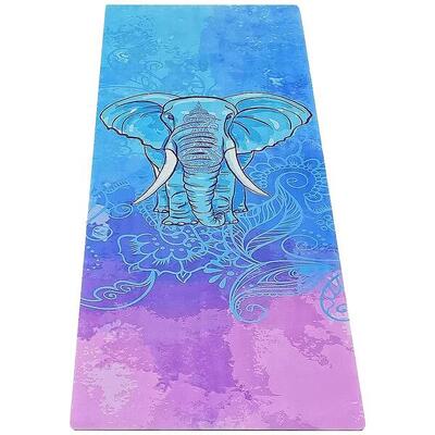 Lichtgewicht opvouwbare reis yogamat + draagriem - elephant