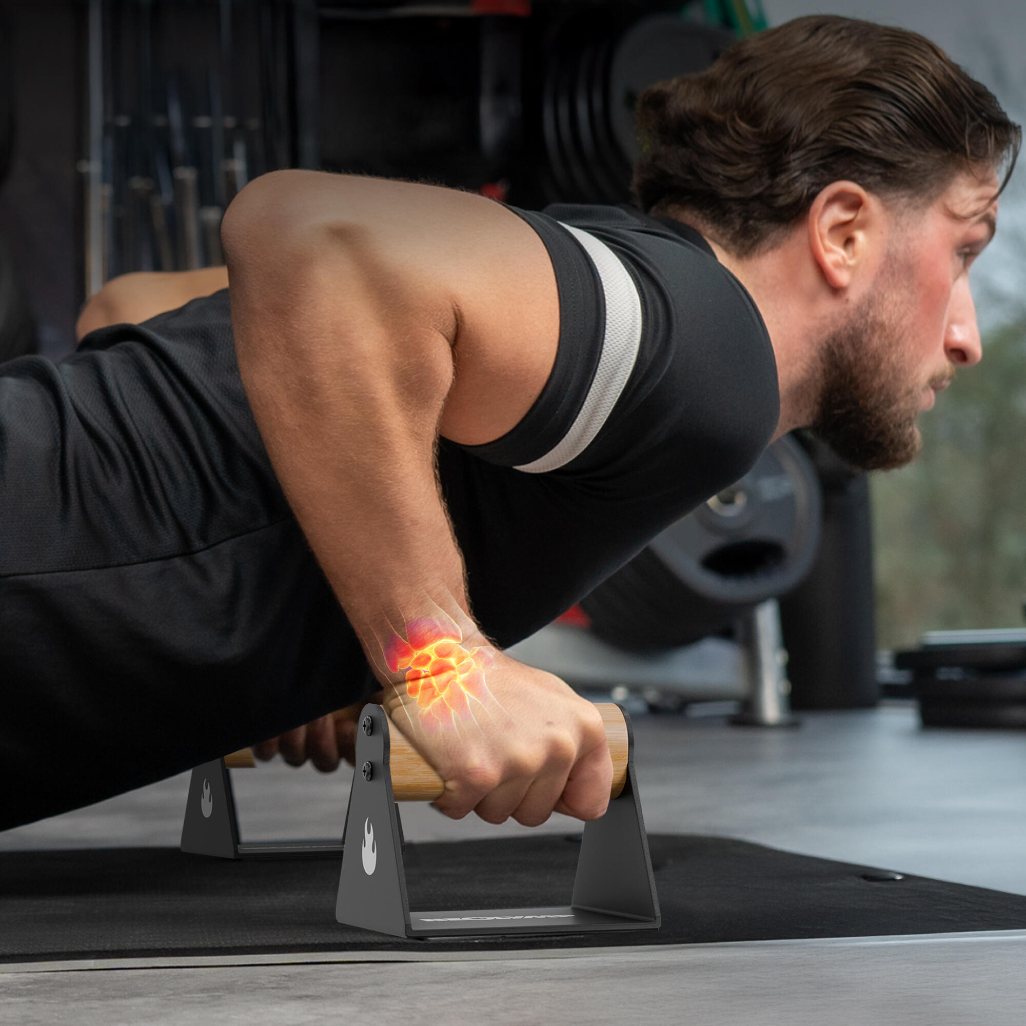 2er Set handgelenkschonende Holz Liegestützgriffe mit Calisthenics-Übungen 4/7
