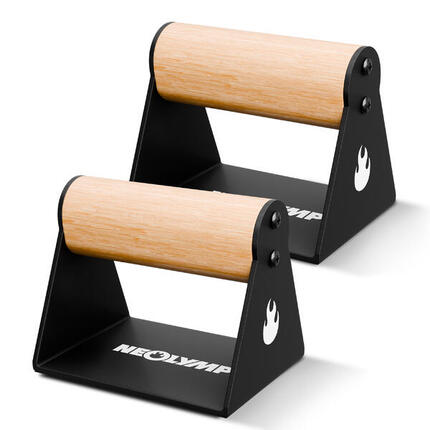 2er Set handgelenkschonende Holz Liegestützgriffe mit Calisthenics-Übungen