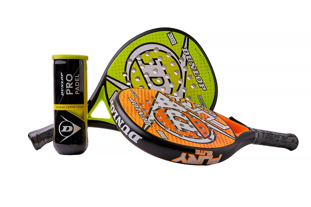 Pack 2 Palas Padel Dunlop Fury (Amarilla, Naranja) + Bote Dunlop Padel Pro 1/4