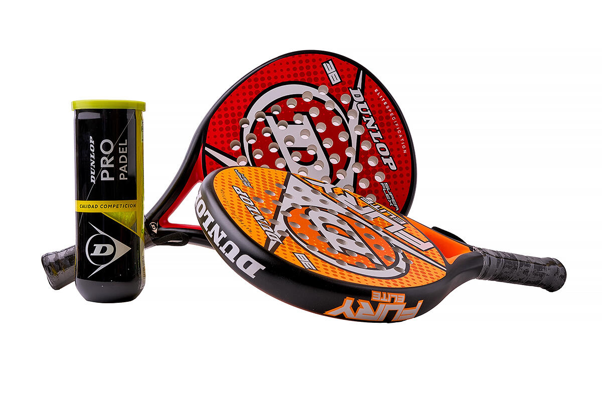 Pack 2 Palas Padel Dunlop Fury (Naranja, Roja) + Bote Dunlop Padel Pro 1/4