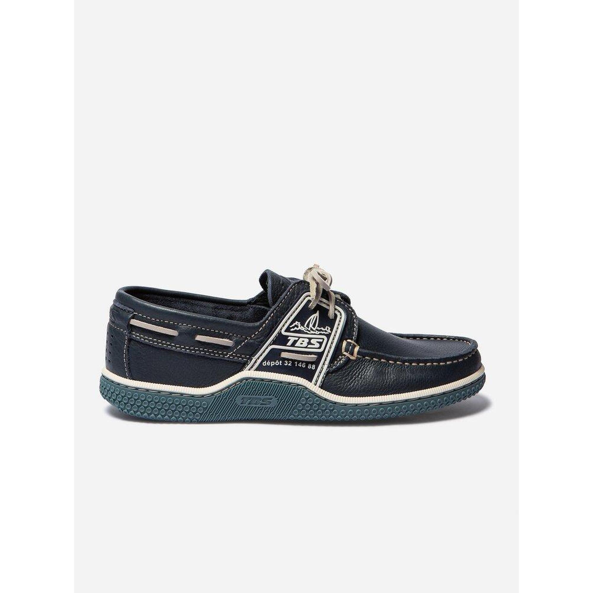 Tbs - Chaussures Bateau Globek Homme En Cuir Marine/chambray - Chaussures Bateau - Blanc|bleu|vert - 44 - Decathlon