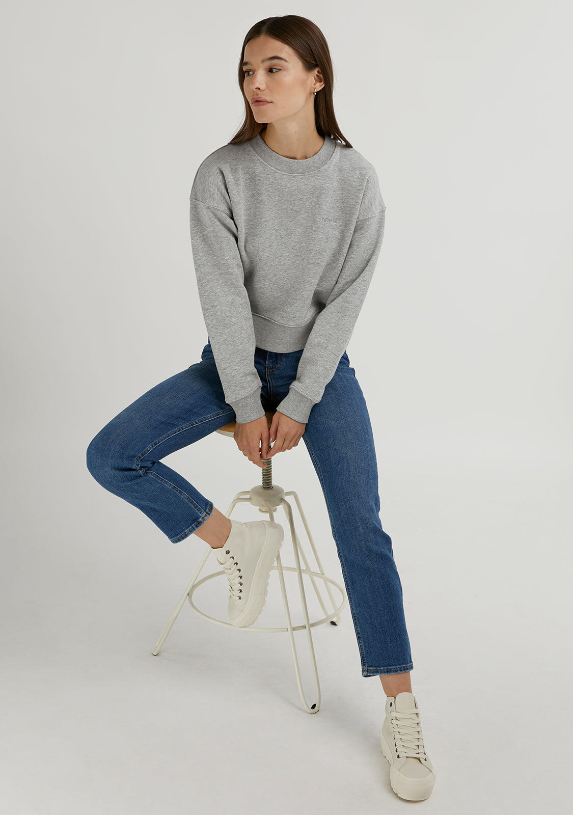 Felpa basic D. Franklin Embroidery Logo Cropped Crew Neck Sweatshirt 2/5