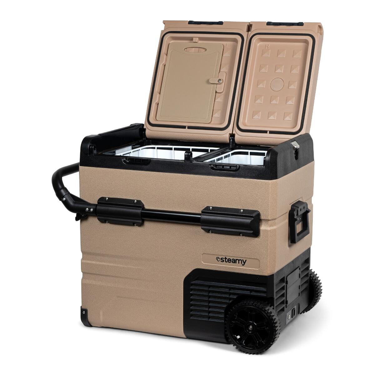 Steamy-E Dual Zone Électrique Glacière à compresseur sur roues, 54L 4/7