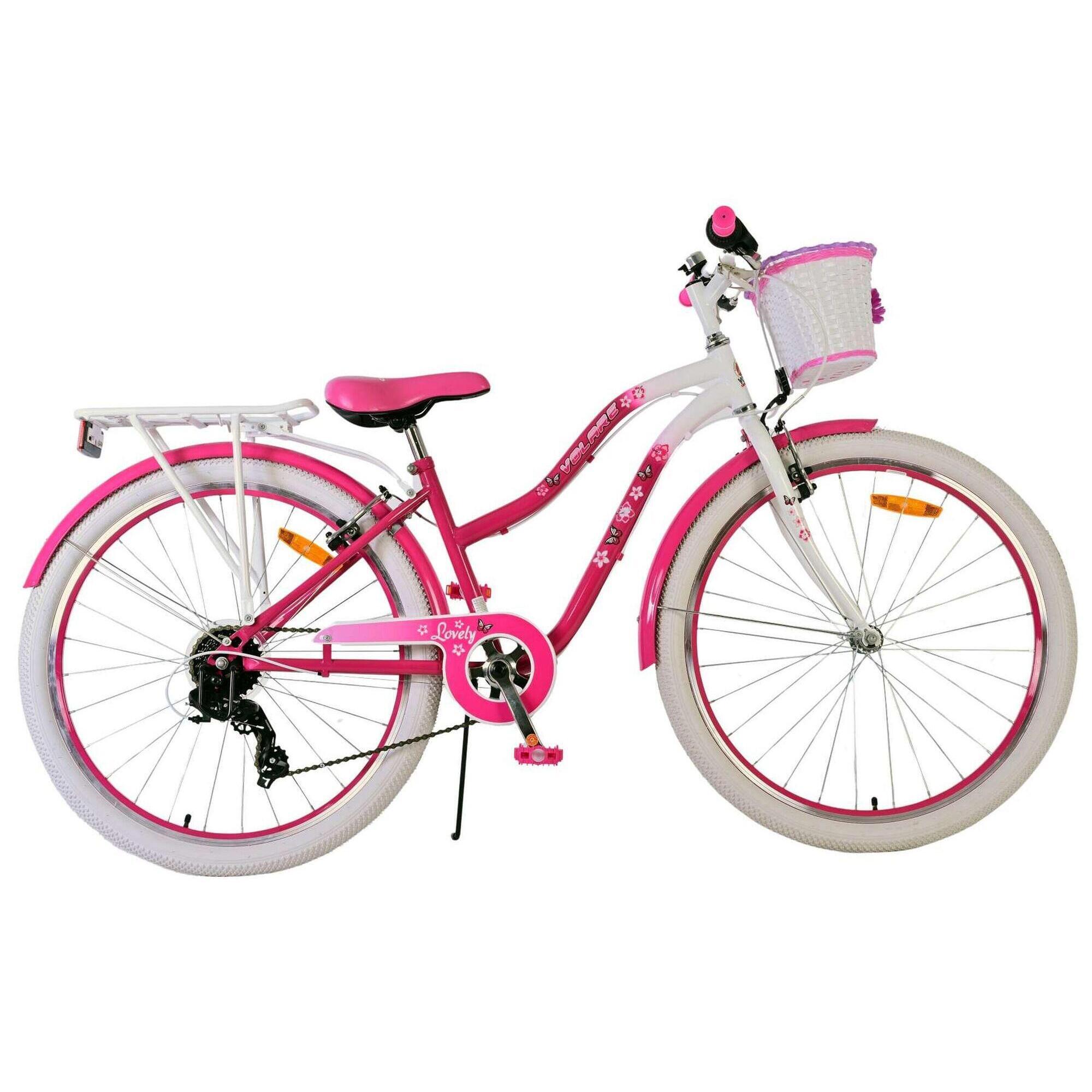 Vélo enfant Volare Blossom - Filles - 24 pouces - Rose