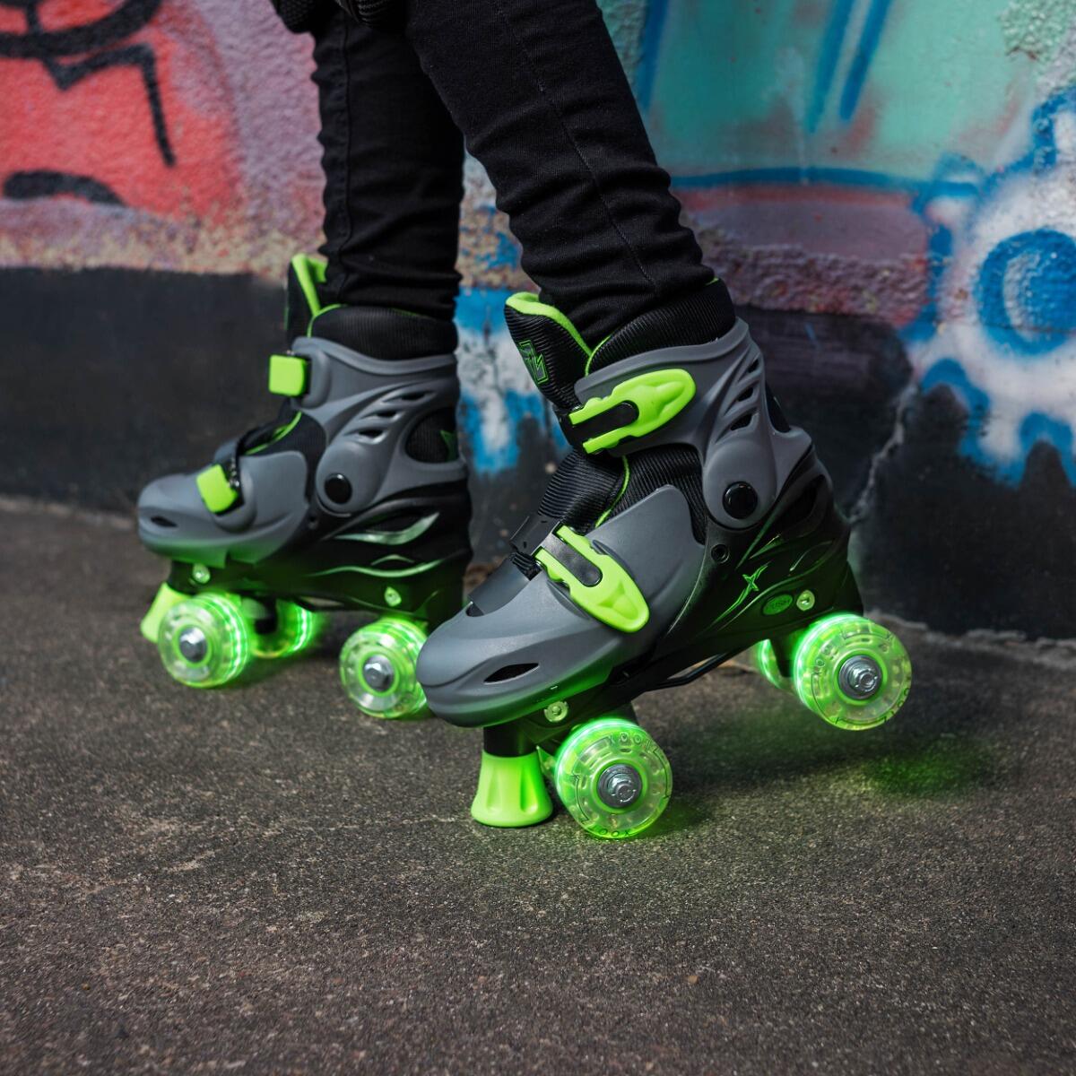 Xootz Kids Adjustable Quad Skates for Beginners, with Light Up LED Wheels 3/6