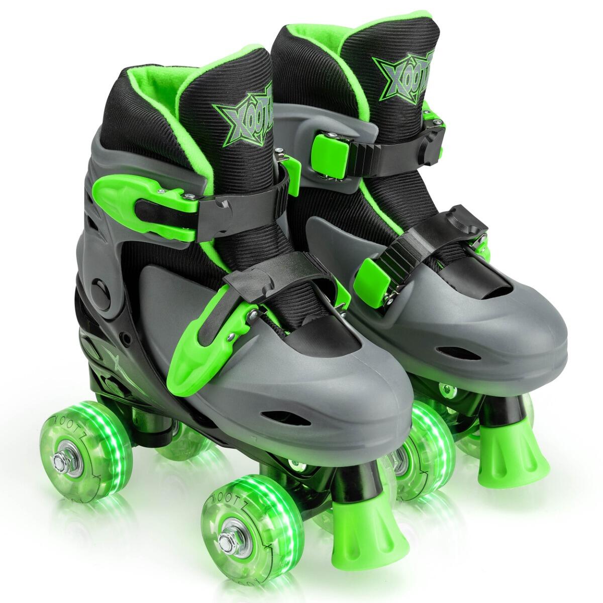 Xootz Kids Adjustable Quad Skates for Beginners, with Light Up LED Wheels 1/6