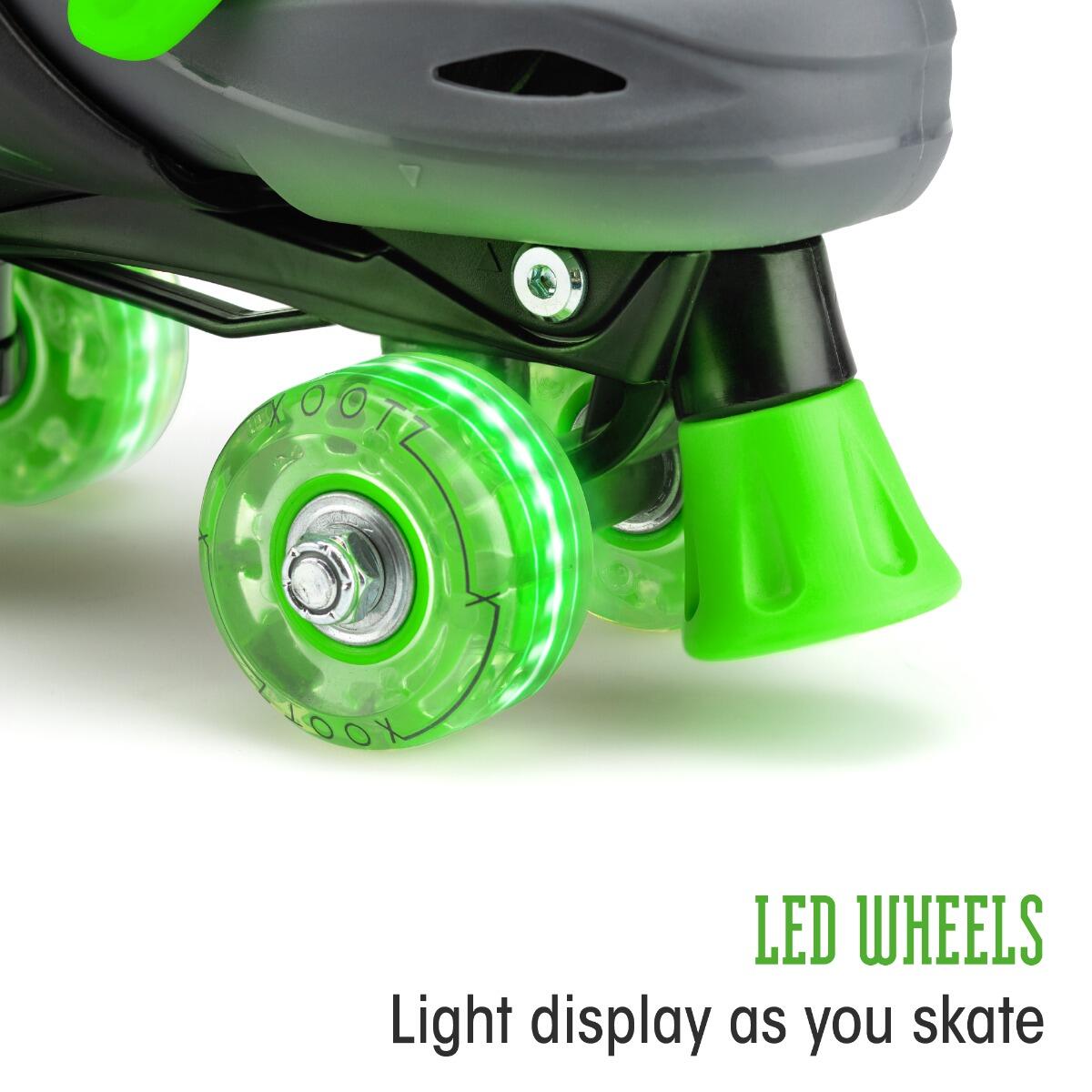 Xootz Kids Adjustable Quad Skates for Beginners, with Light Up LED Wheels 4/6
