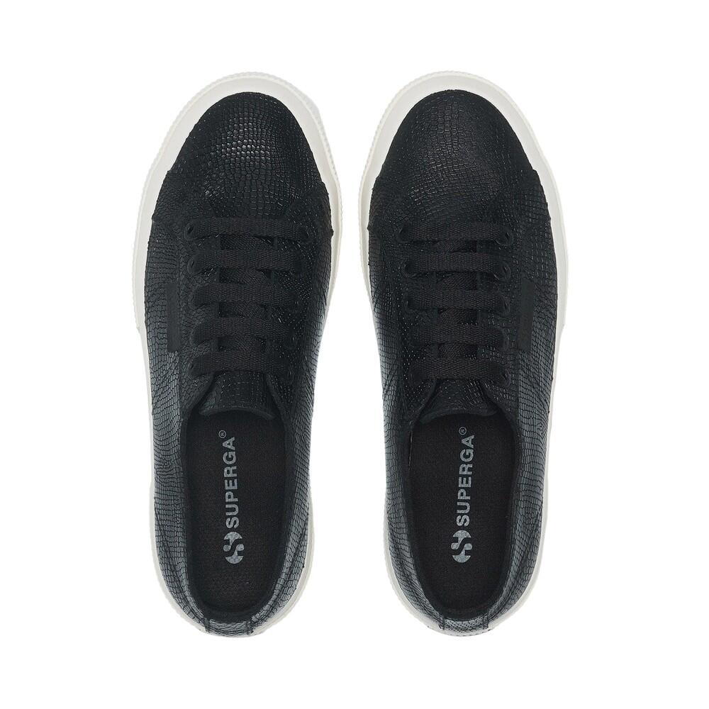 Womens/Ladies 2750 Snake Print Grain Leather Trainers (Black/Avorio) 4/4