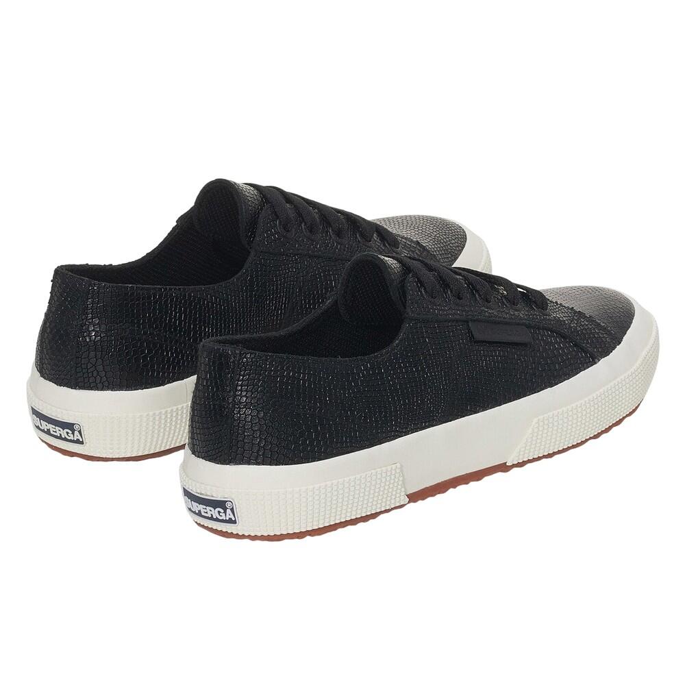 Womens/Ladies 2750 Snake Print Grain Leather Trainers (Black/Avorio) 2/4