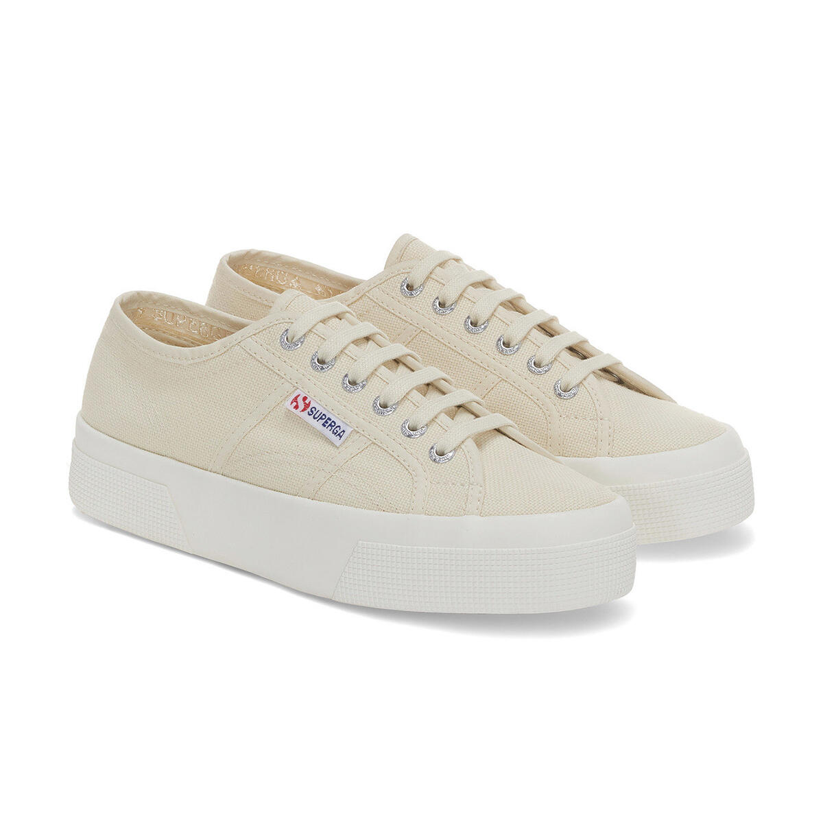 SUPERGA Womens/Ladies 2740 Lace Up Platforms (Beige/Eggshell/Avorio)