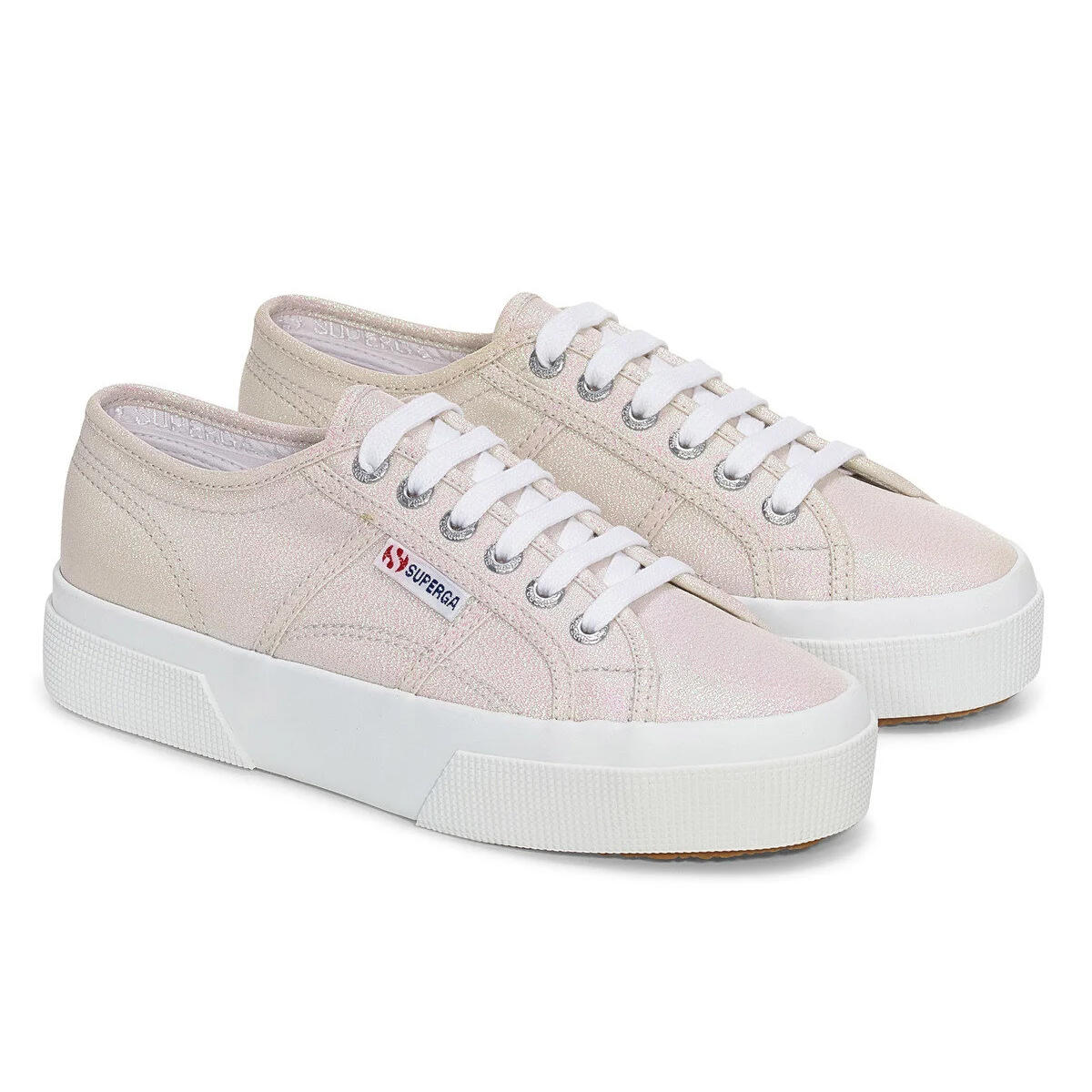 SUPERGA Womens/Ladies 2740 Lame Platform Trainers (Beige/Iridescent)