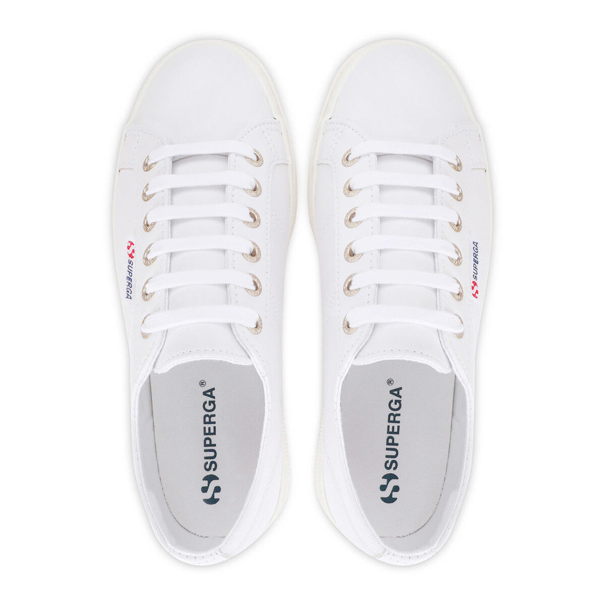 Womens/Ladies 2740 Nappa Leather Platform Trainers (Optic White/Avorio) 4/4