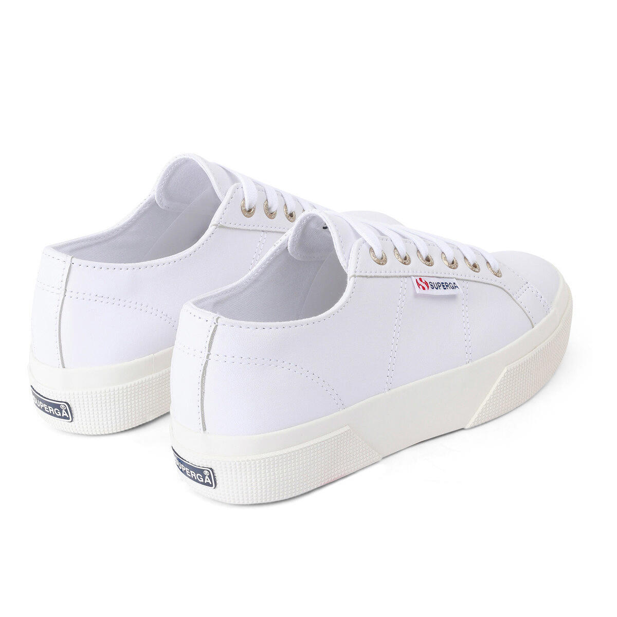 Womens/Ladies 2740 Nappa Leather Platform Trainers (Optic White/Avorio) 2/4