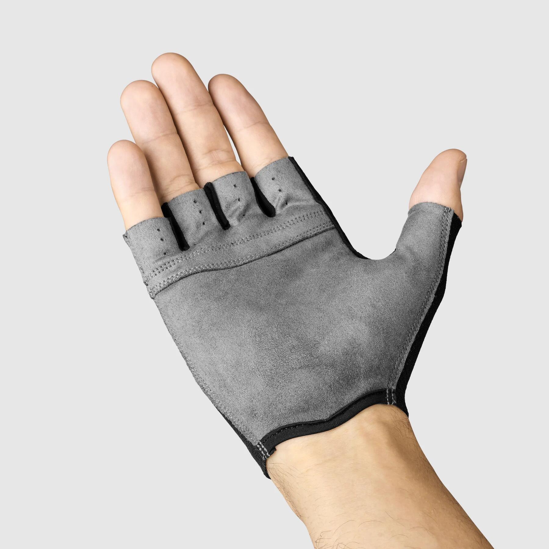 Fietshandschoenen PACR met Insidegrip Korte Vinger Zomer Unisex Zwart Maat S 3/4