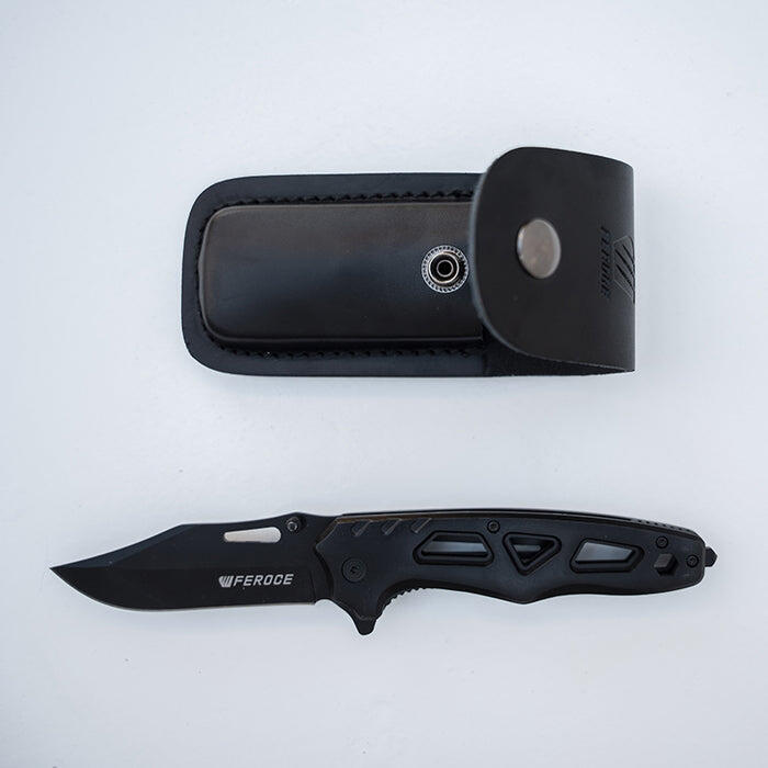 Coltello tascabile nero con custodia 5/5