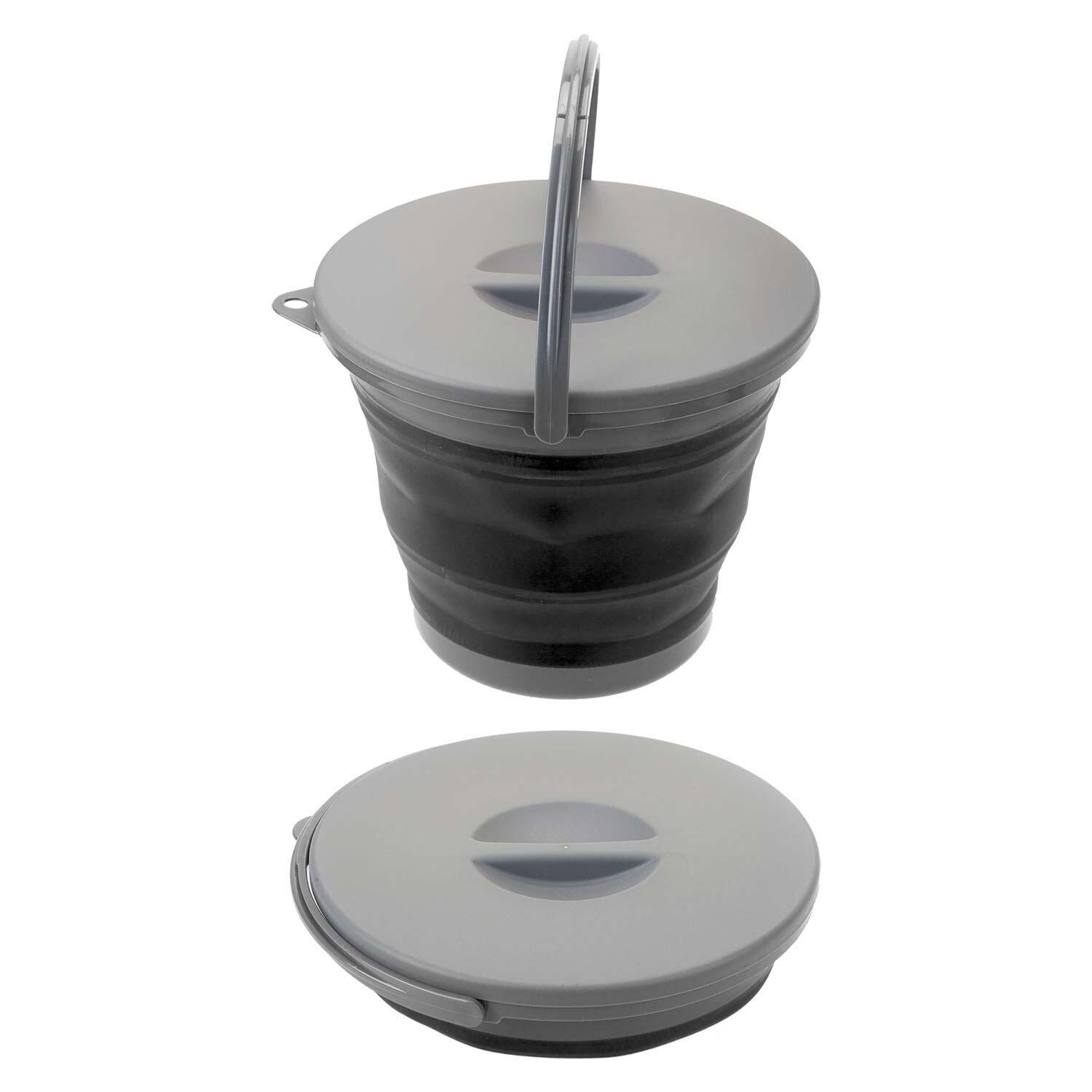 SUMMIT Camping Bucket Lid Easy Carry Handle Collapsible 25cm x 25cm Grey X 1
