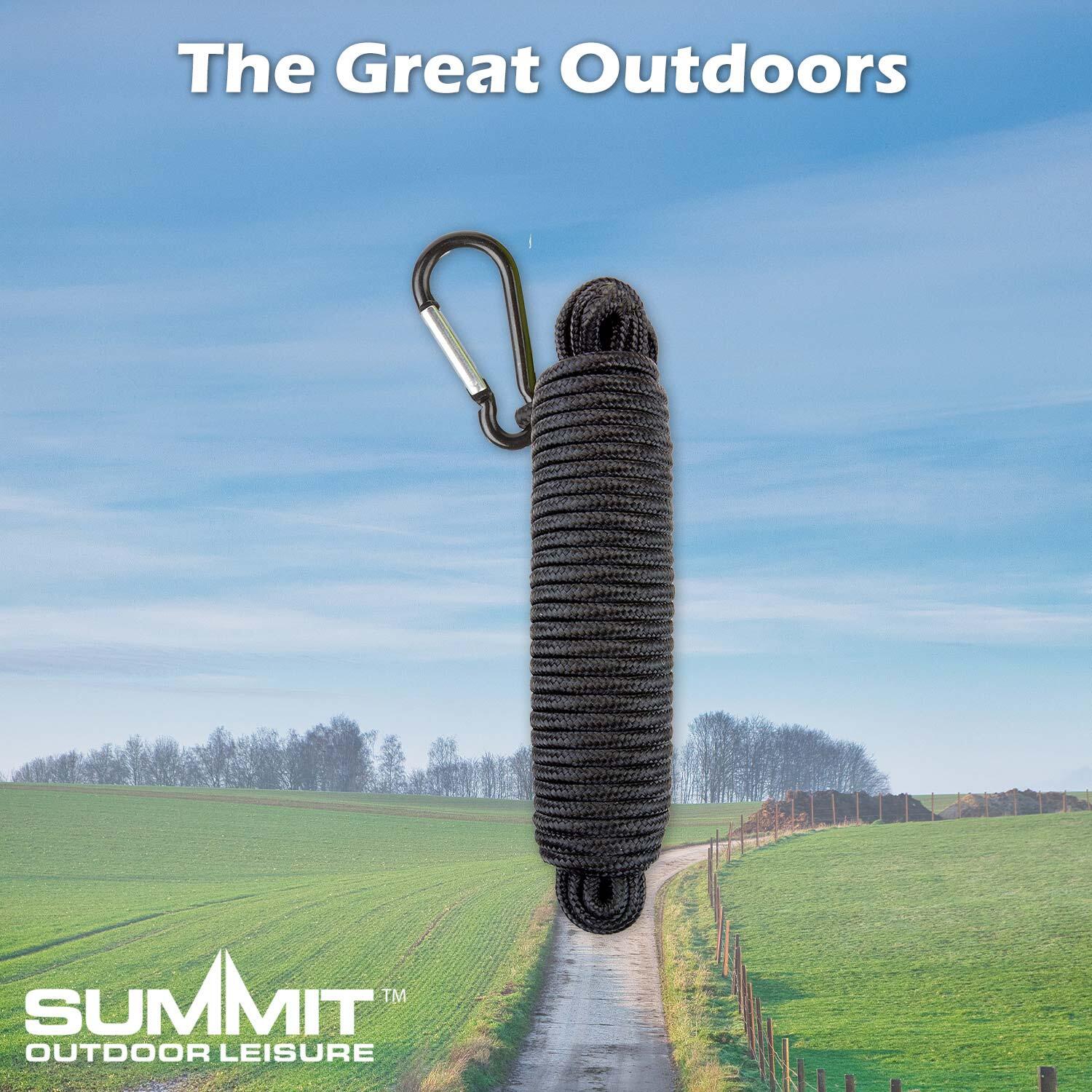 Carabiner Utility Rope Strong And Durable For Camping 15m x 0.5cm Black X 1 7/7