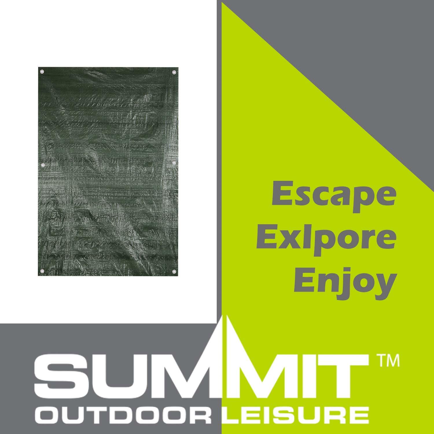 Camping Groundsheet Reinforced Eyelets Waterproof 300cm x 240cm Green X 1 4/7