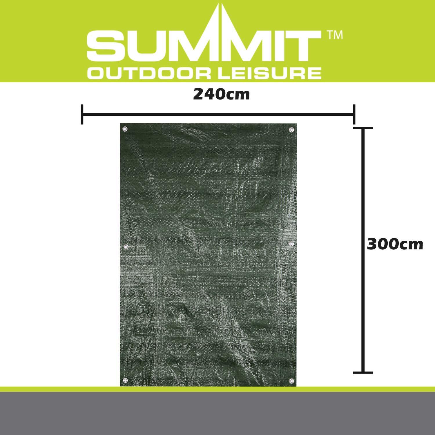 Camping Groundsheet Reinforced Eyelets Waterproof 300cm x 240cm Green X 1 2/7