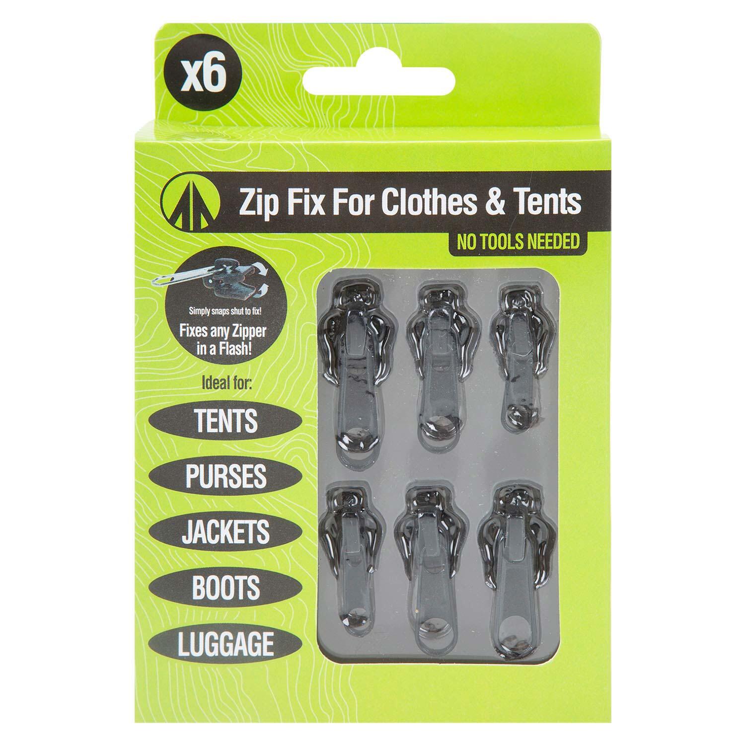 SUMMIT Zip Fix For Clothes/Tents For Camping 15cm x 10cm Black X 1 Pack of 6