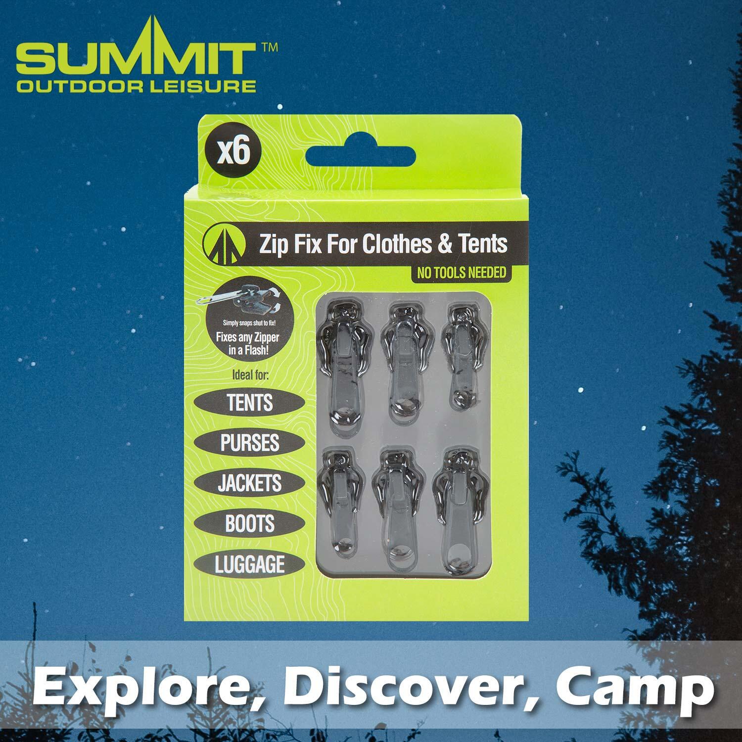 Zip Fix For Clothes/Tents For Camping 15cm x 10cm Black X 1 Pack of 6 3/7