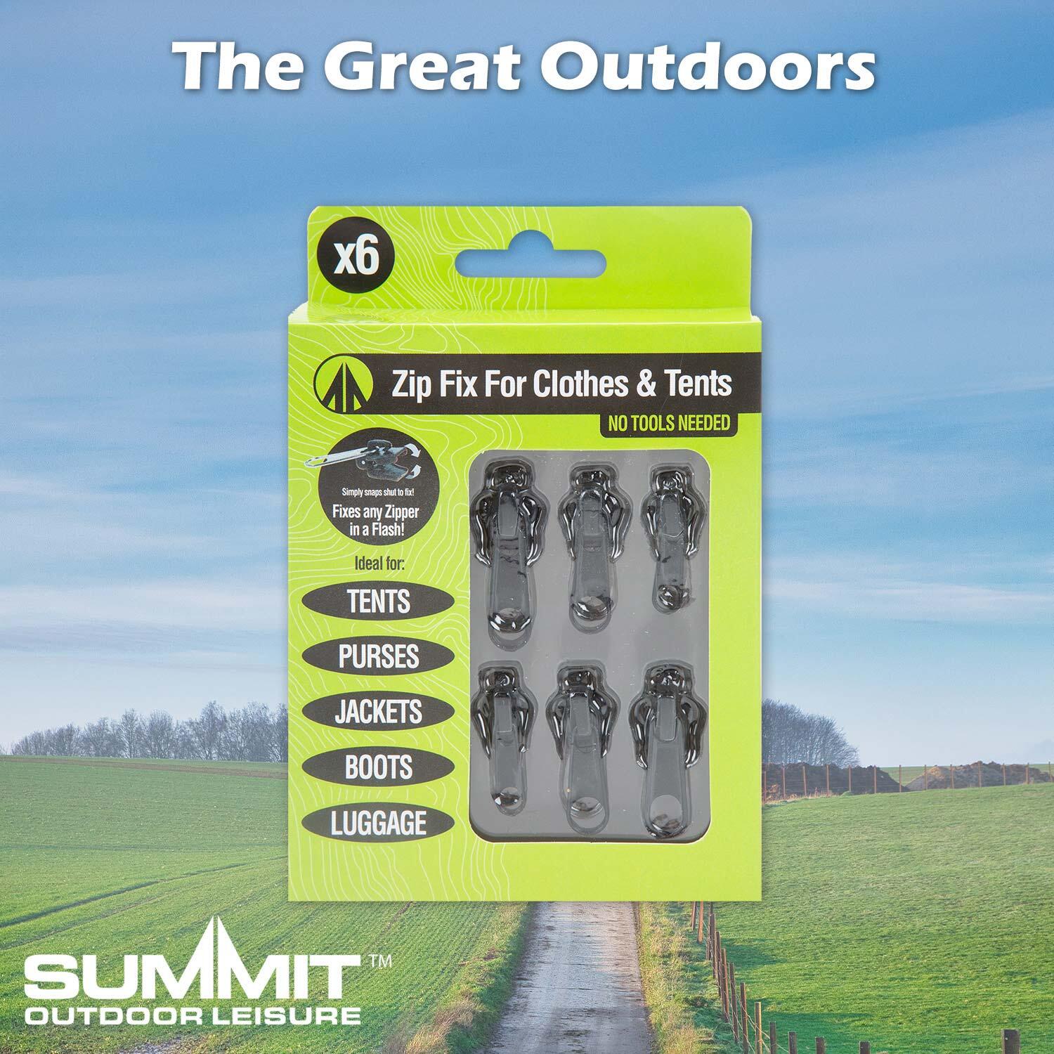 Zip Fix For Clothes/Tents For Camping 15cm x 10cm Black X 1 Pack of 6 7/7
