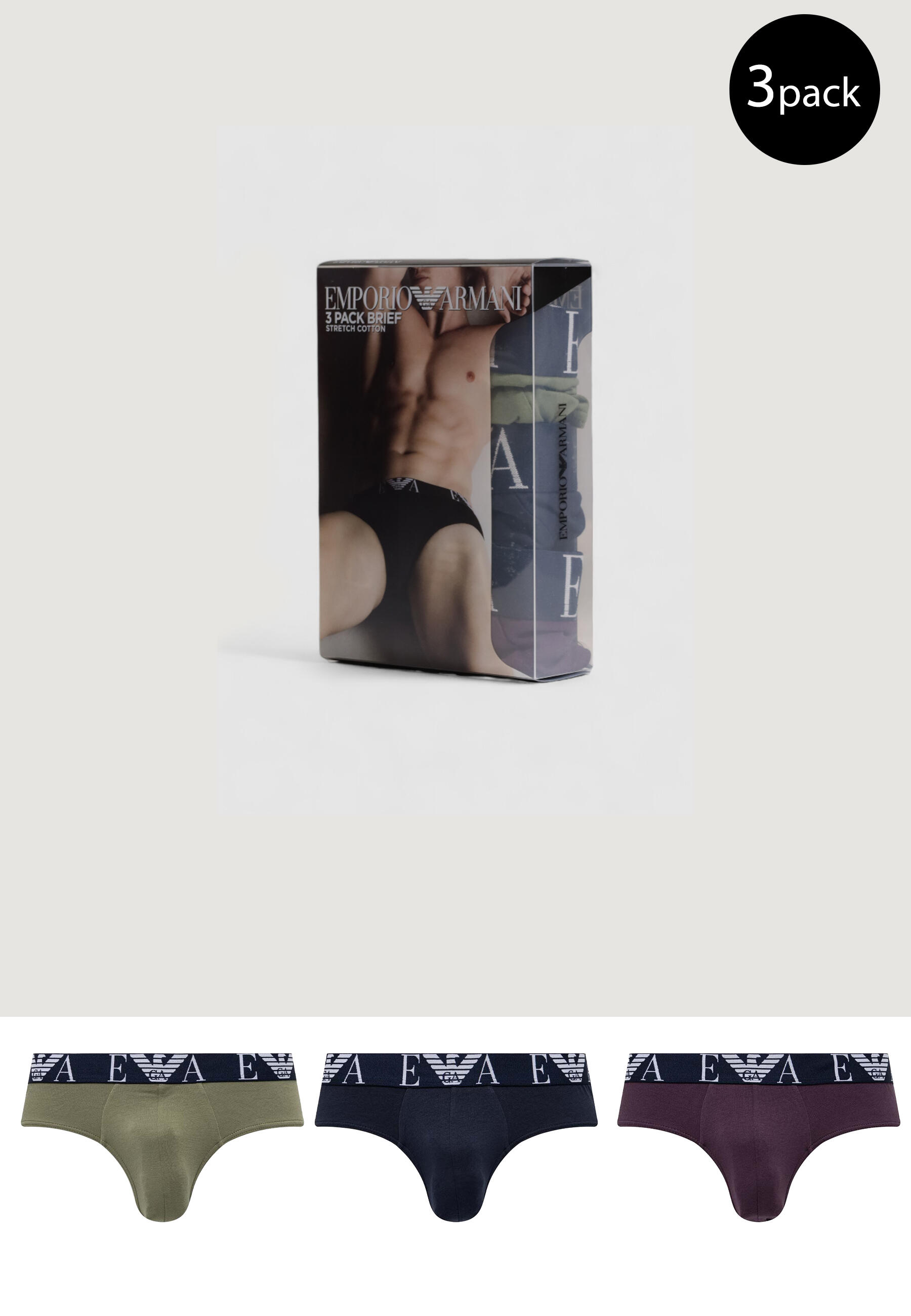EMPORIO ARMANI CONNECTED Intimo Uomo 3 PACK BRIEF Blu