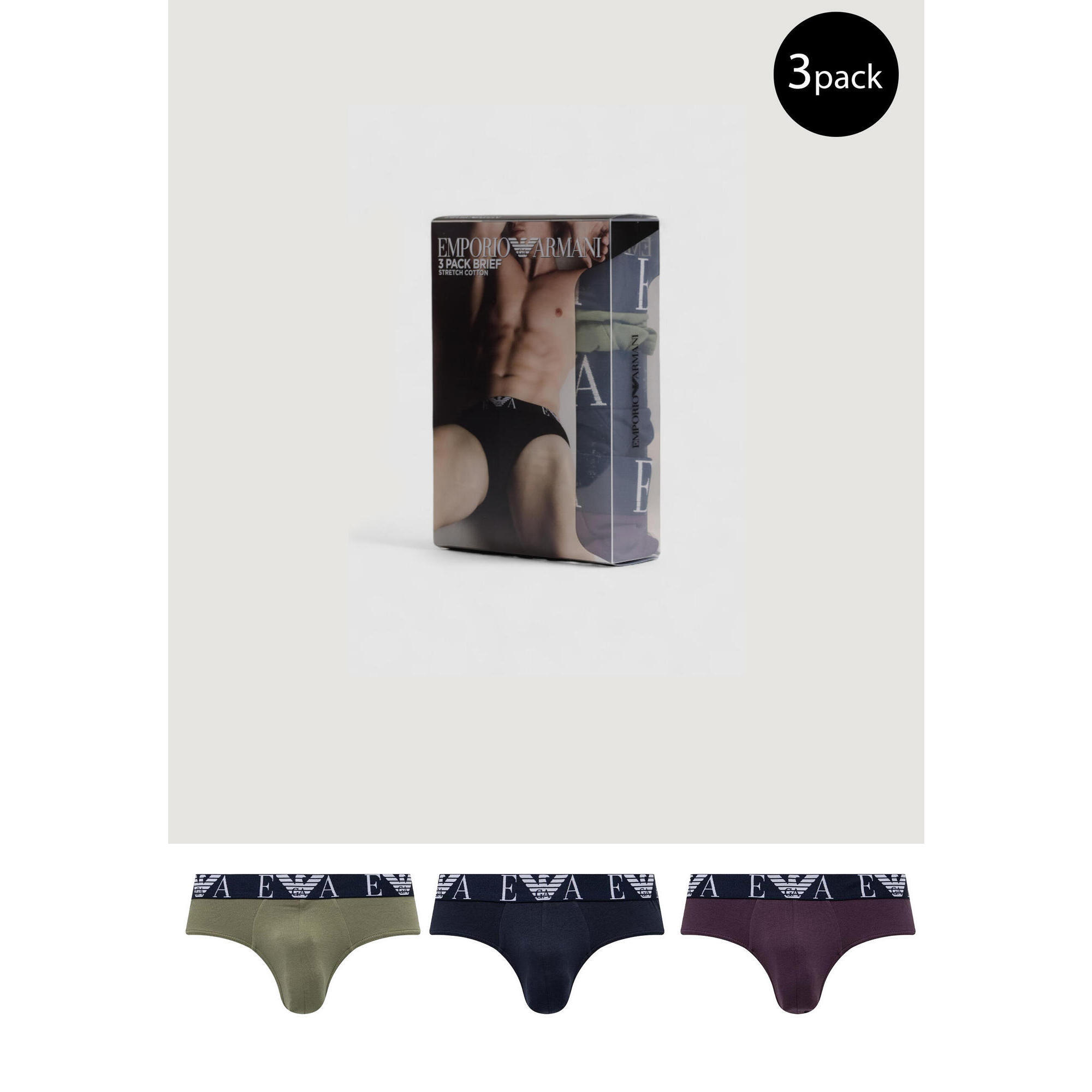 Emporio Armani Connected - Slip 3 Pack Brief Homme Bleu - Slip - Bleu - S - Decathlon