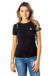 t-shirt crop top CK EMBROIDERY SLIM TEE FEMME NOIR
