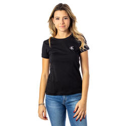 t-shirt crop top CK EMBROIDERY SLIM TEE FEMME NOIR