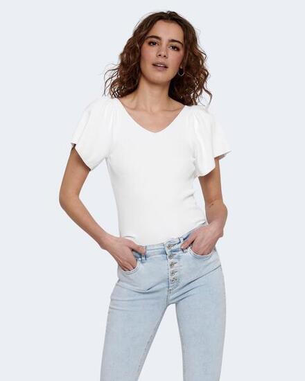 T-shirt e canotte Donna ONLLEELO S/S BACK PULLOVER KNT NOOS Bianco