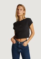 t-shirt crop top MONOGRAM BABY TEE FEMME NOIR