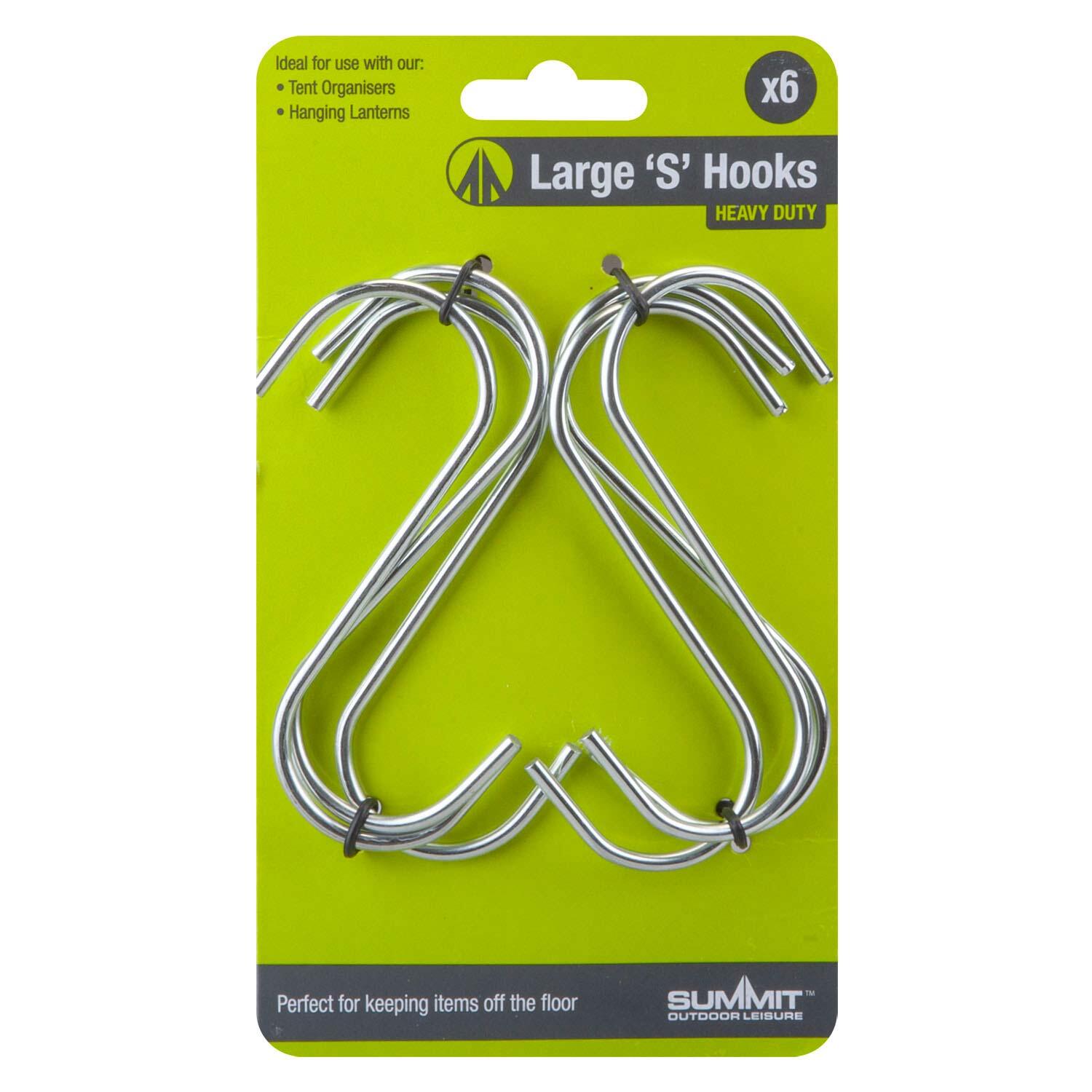 SUMMIT Large S Hook Strong And Durable For Camping 12cm x 5cm Silver X 1 Pack of 6