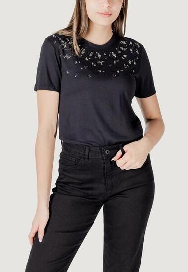 t-shirt crop top Onlparker S/S O-Neck Bling Top Box Jrs FEMME noir