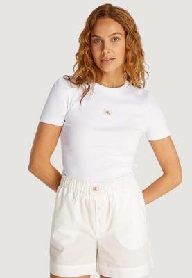 WOMEN'S Crop Top WOVEN LABEL RIB WEISS
