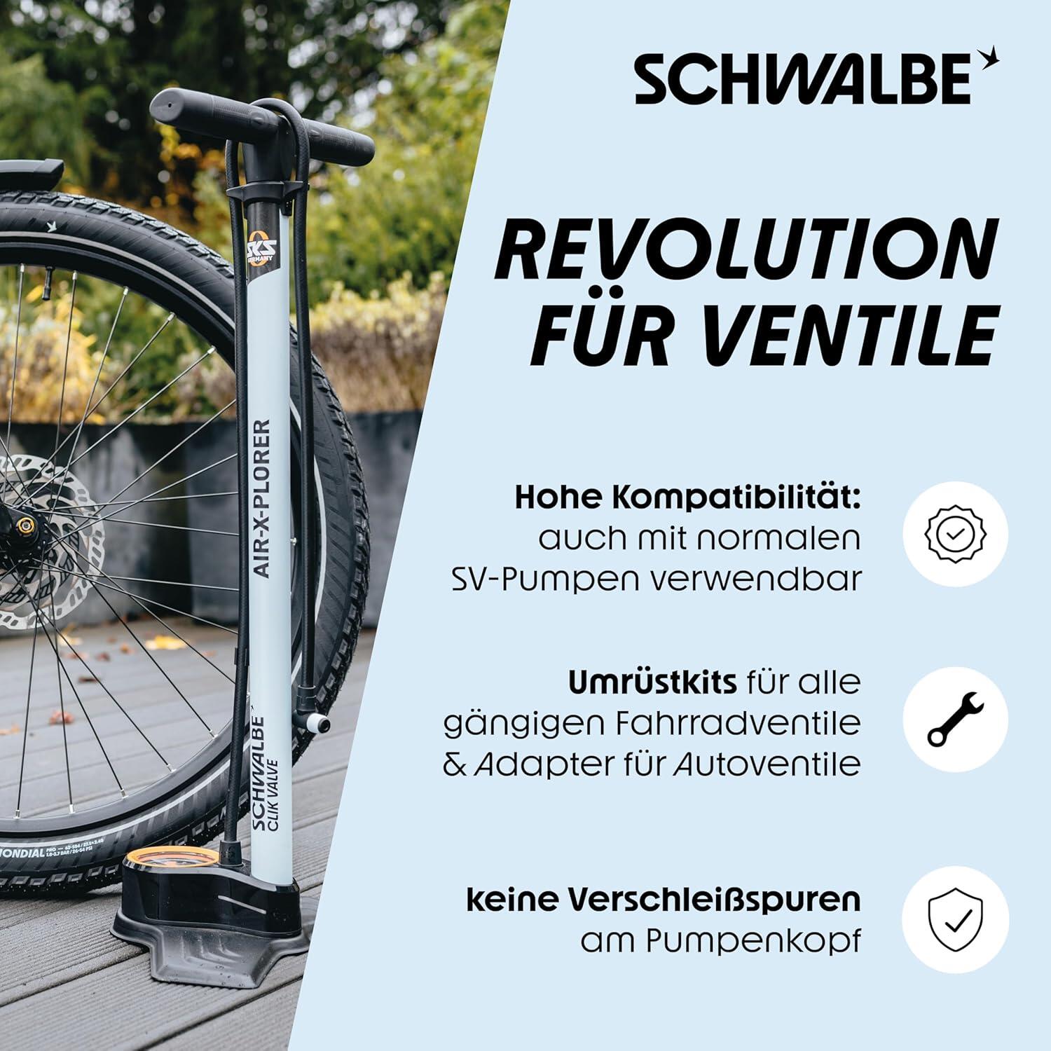 Schwalbe Fahrrad Clik Valve SCV System (AV) Auto Ventil Set 7/7