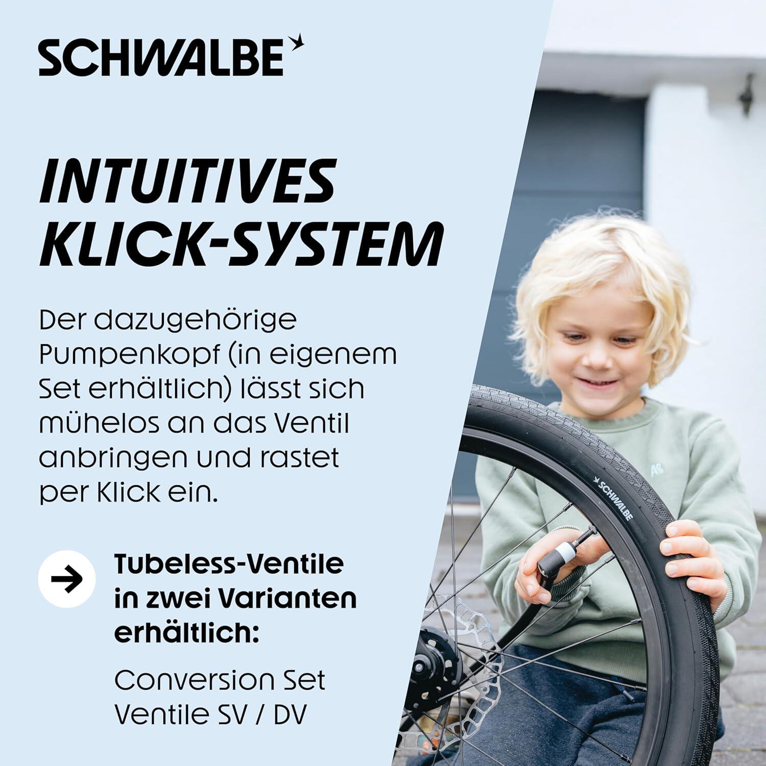 Schwalbe Fahrrad Clik Valve SCV System (AV) Auto Ventil Set 5/7