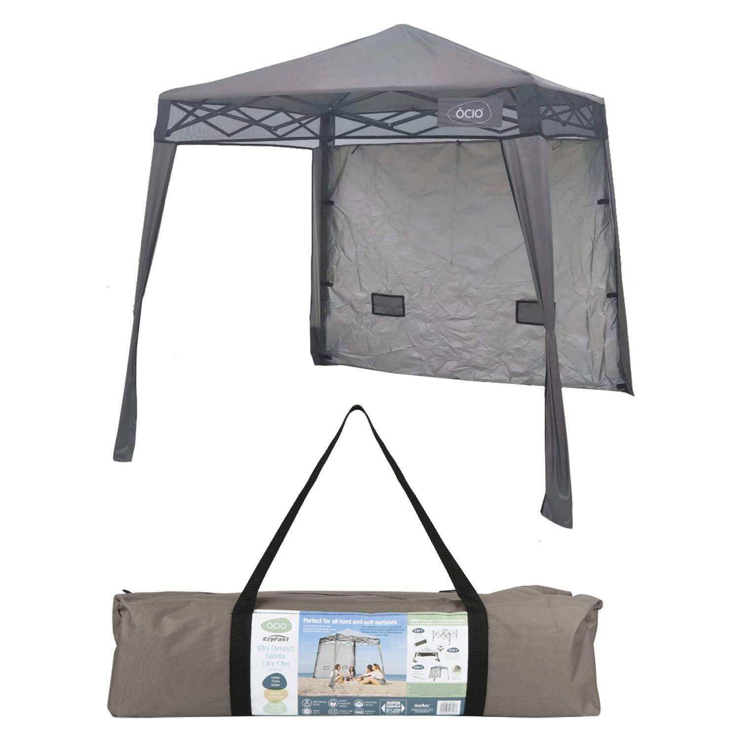 SUMMIT Compact Gazebo Fast Frame System One Person Push Up 1.8m x 1.8m Grey X 1