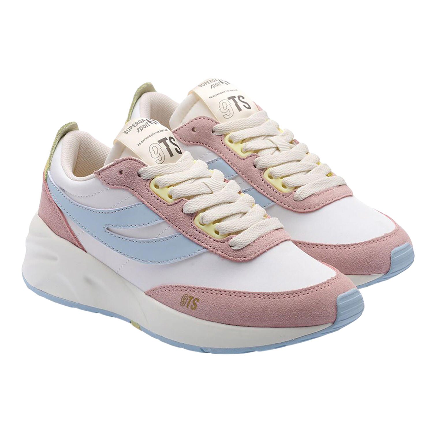 fluo coral pink / light grey / lime yellow