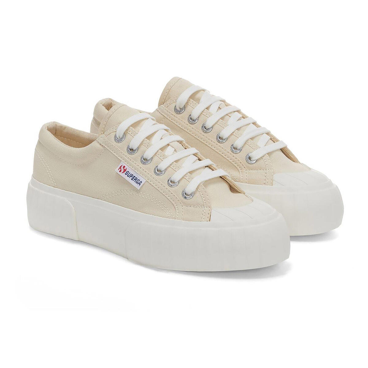 SUPERGA Womens/Ladies 2631 Stripe Platform Trainers (Beige Light Eggshell/Avorio)