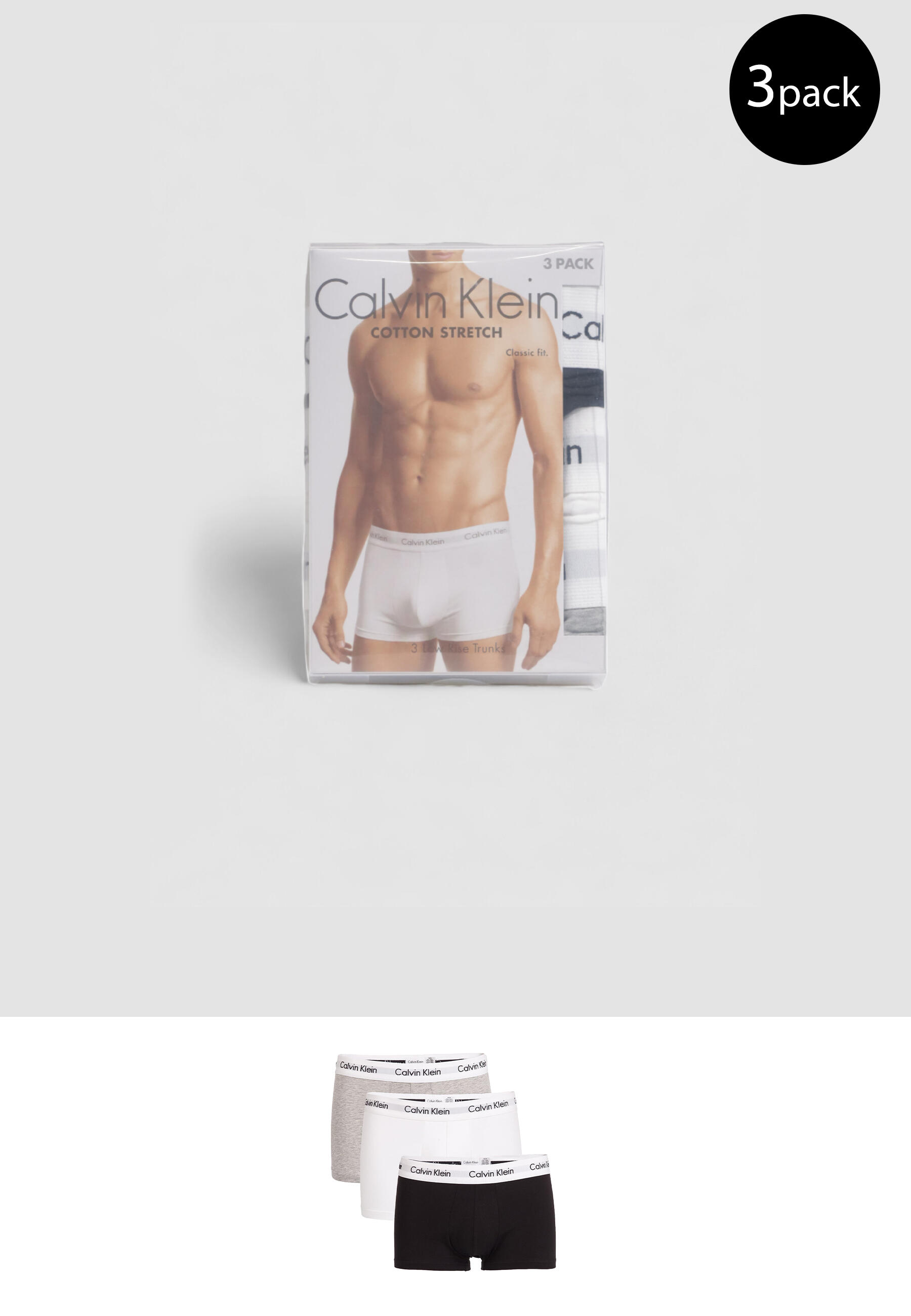 CALVIN KLEIN MEN'S Boxershorts 3 PACK TRUNKS  GRAU